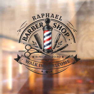 Premium Barber Shop  – Custom Available Window Cling