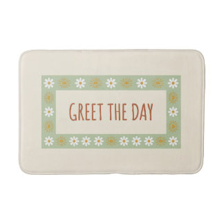 Premium Bath Mat: 'GREET THE DAY' Modern Botanical Mat