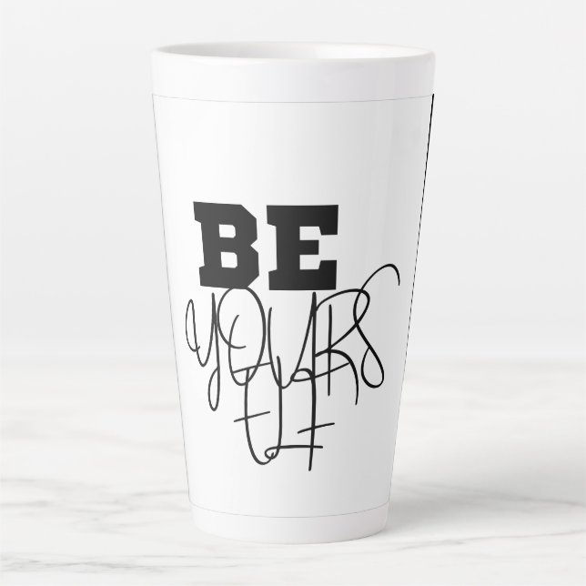 Premium Be Yself Black & white Latte Mug (Devant)