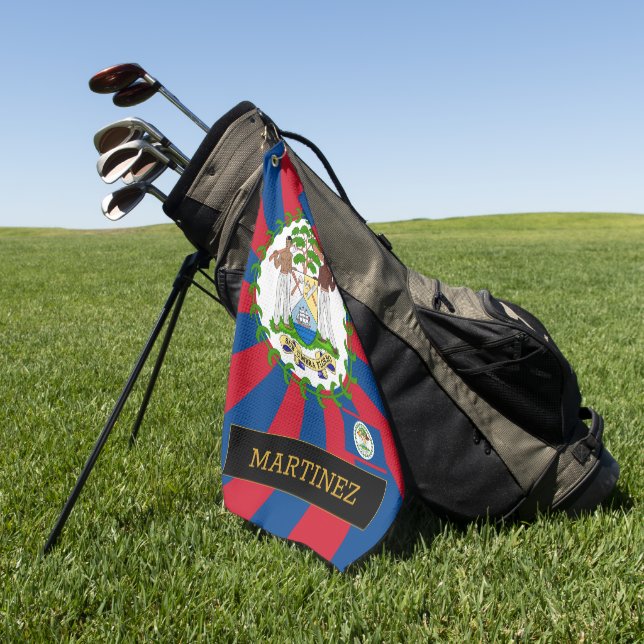 Premium Belize Golf & Belizean Flag / Patriots Golf Towel (Green)