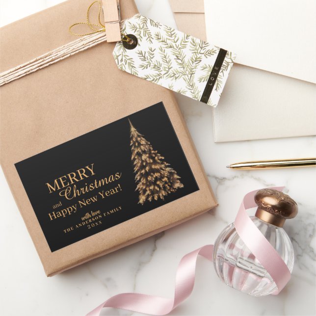 Premium Black and Gold Christmas tree Christmas Sticker (Gifting)