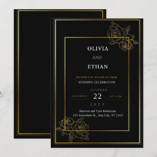 Premium Black And Gold Wedding Invitation