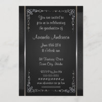 Premium Black and Silver Graduation Invitations