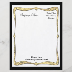 Premium Black Edged Gold Border Stationary Letterhead