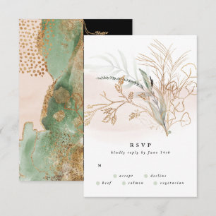 Premium Black Gold Botanical Eucalyptus Wedding RSVP Card