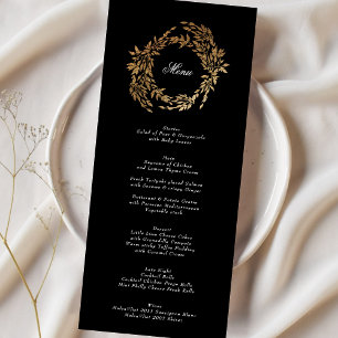 Premium Black Gold Crest Classic Elegant Wedding Menu