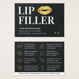 Premium Black & Gold Lip Filler Aftercare Card