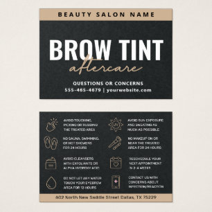 Premium Black Luxury Eyebrow Tint Aftercare Card