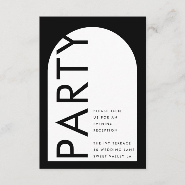 Premium Black Modern Monogram Boho Bold Arch Party Enclosure Card (Front)