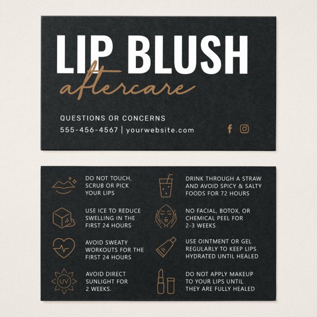 Premium Black Moderne Lip Blush Tattoo Aftercare (Devant & derrière)