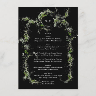 Premium Black Monogram Eucalyptus Wreath Wedding Menu