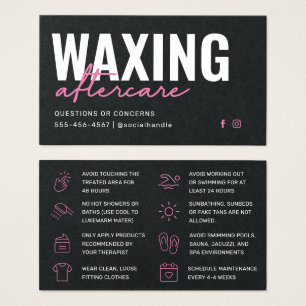 Premium Black Pink Waxing Aftercare Card 