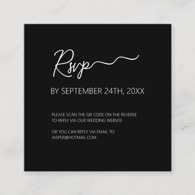 Premium Black RSVP QR Code Enclosure Card (Front)