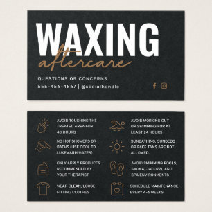 Premium Black Waxing Aftercare Card Hair Removal