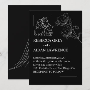 Premium Black White Overlay Marriage Photo  Invitation