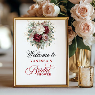 Premium Blush Burgundy Bridal Shower Welcome Sign
