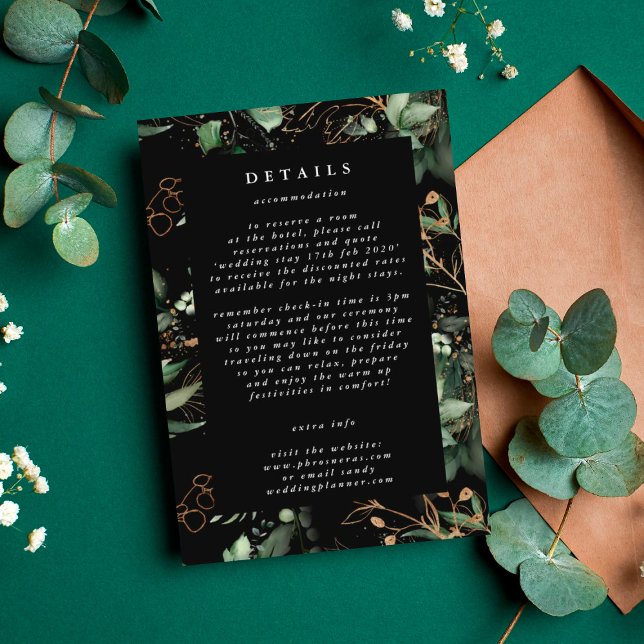 Premium Botanical Eucalyptus Elegant Details Black Enclosure Card (Creator Uploaded)