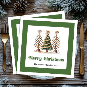 Premium Christmas Tree Leopard Print Dinner Napkin