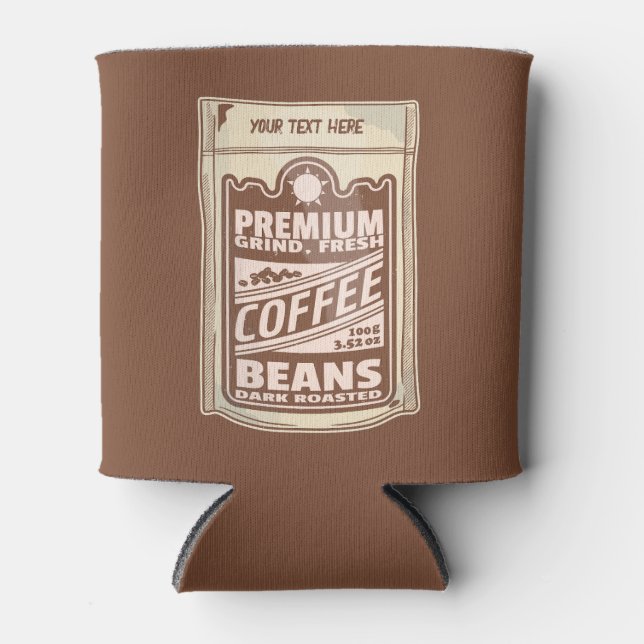 Premium coffee beans food poster cafe Barista Can Cooler (Front)