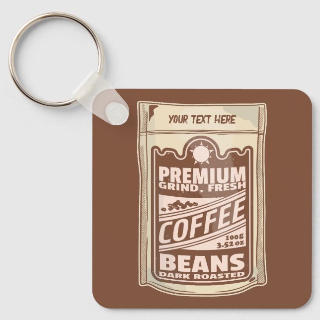 Premium coffee beans food poster cafe Barista Keychain (Front)