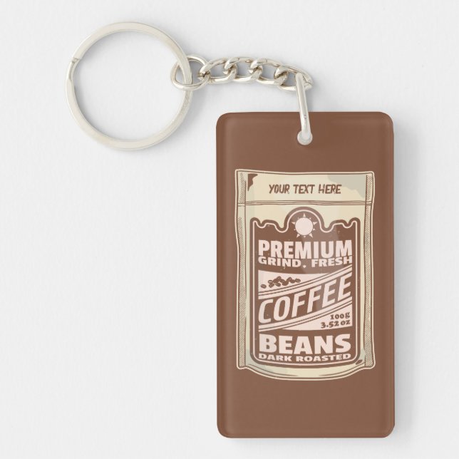 Premium coffee beans food poster cafe Barista Keychain (Front)