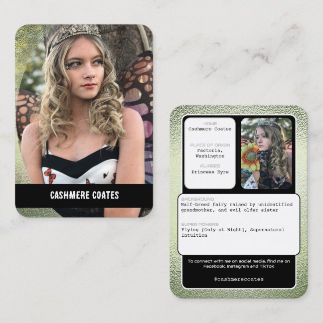 Premium Cosplay Coscards | Character Photo Cards (Front/Back)