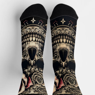Premium Crewsocks - Skull and Roses Socks
