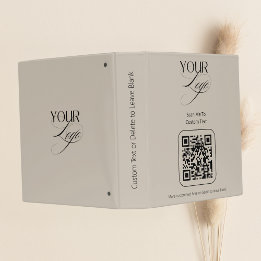 Premium Custom Text Pastel Vanilla QR Code Logo  Binder