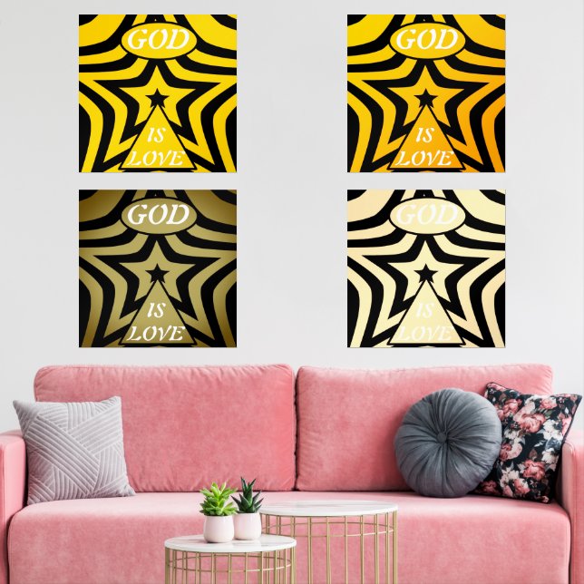 Premium Cyber Yellow & Black Star: God Is Love Art (Salon)