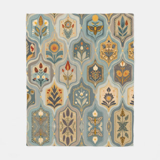 Premium Decorative Floral Mosaic Fleece Blanket