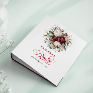 Premium Deep Red Floral Bridal Shower Memory Album Binder