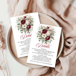 Premium Deep Red Floral Eucalyptus Gold Details Enclosure Card
