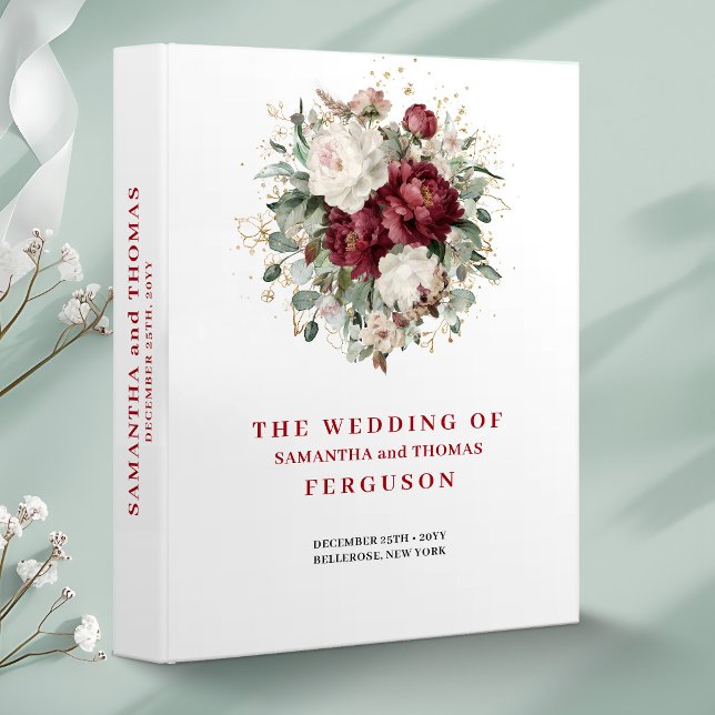 Premium Deep Red Floral Eucalyptus Memory Album Binder (Premium Deep Red Floral Eucalyptus Memory Album)