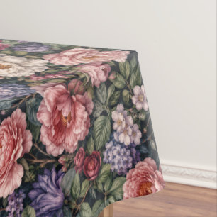 Premium Dense Botanical Floral Arrangement Tablecloth