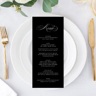 Premium Elegant Calligraphy Black Tie Wedding Menu