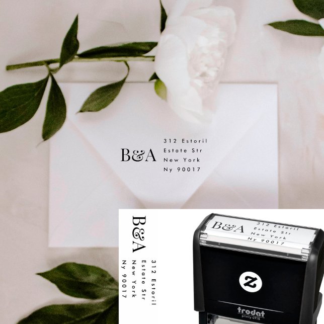 Premium Elegant | Editable Monogram Wedding Self-inking Stamp (Creator Uploaded)