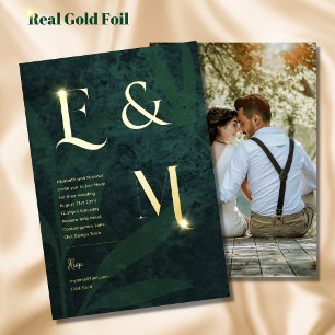 Premium Emerald Green Gold Monogram PHOTO Wedding