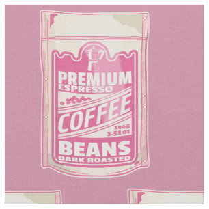 Premium espresso coffee beans pink food pop art fabric