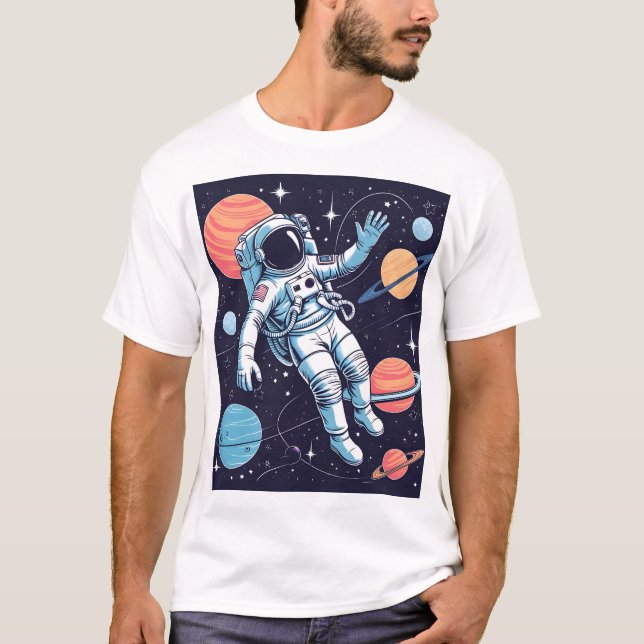 Premium Explorer T-Shirt: Astronaut on a Space Adv T-Shirt (Front)