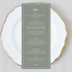 Premium Framed Sage Green Monogram Wedding Menu