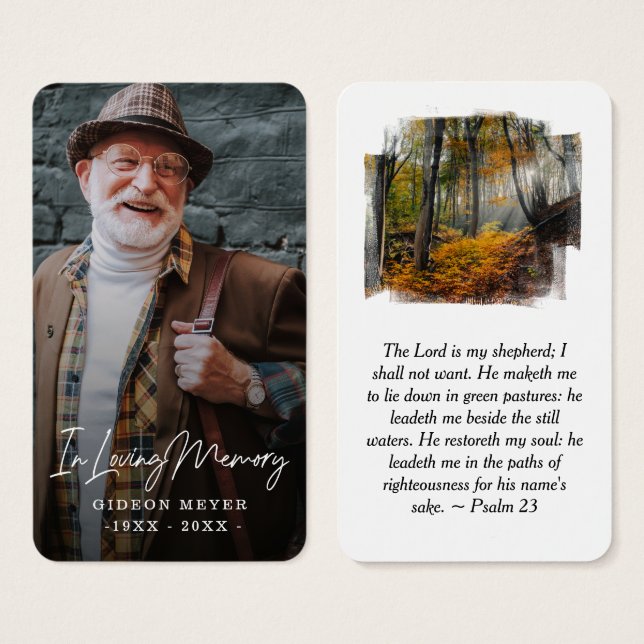 Premium Full Photo Fall Leaves Prayer Card (Front & Back)