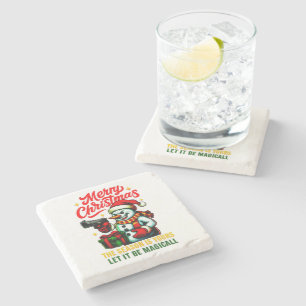 Premium Gangster Snowman Edgy Home Unique Christma Stone Coaster