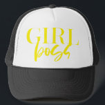 Premium | Girl Boss | Yellow Text Modern Ultra Trucker Hat<br><div class="desc">GIRL BOSS - modern,  fun,  trendy and powerful

***For additional zazzle business stationery,  advertising or merchandising items to match this item,  please contact us through the designer contact on the our zazzle homepage.</div>