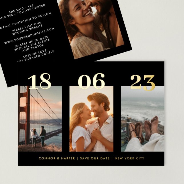 Premium GOLD FOUR Photo WEDDING Save The Date (Creator Uploaded)