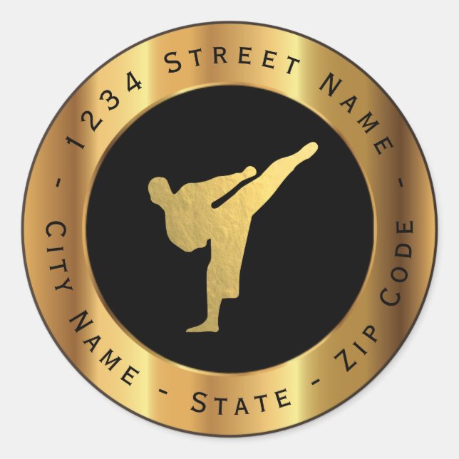 Premium Gold Karate Return Address Label (Front)