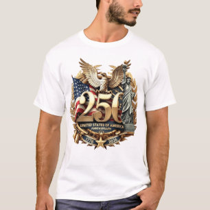 Premium Gold USA 250 Anniversary Flag & Liberty  T-Shirt