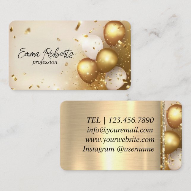 Premium Golden Balloons Luxury  Business Card (Front/Back)
