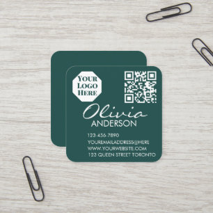 Premium Green Business Card with QR Code