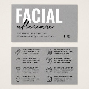 Premium Grey Facial Aftercare Instructions Card