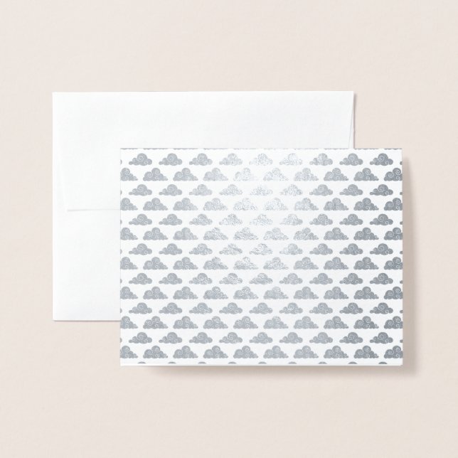 Premium Grey + Silver Foil Cloud Pattern Card (Front With Envelope)